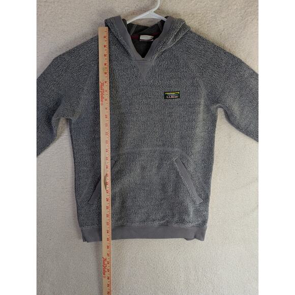 LL Bean Hoodie Sweatshirt Mens Small Gray Tumbled Sherpa Pile Pullover - Picture 6 of 16